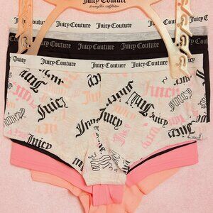 Juicy Couture Logo Boyshort Panties 4-Pack Size S Cotton Stretch NWT Y2K
